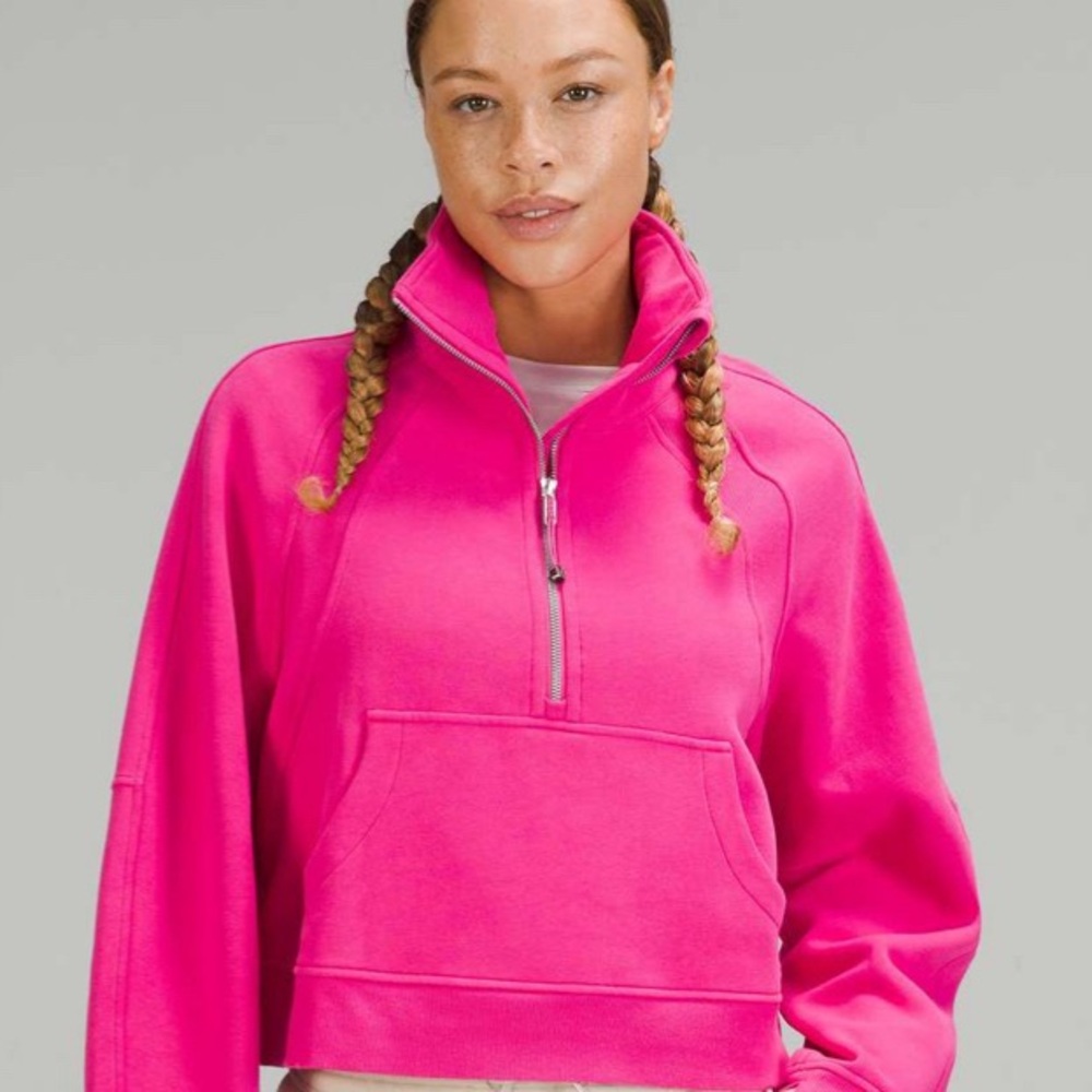 Lululemon half zip oversized scuba funnel neck in sonic pink